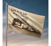 Poster divertenti per dormitorio universitario Give It To God and Go to Sleep: A Serene Angel's Lullaby Flag Dorm bandiere per ragazzi cartello portico (60 x 90 cm)