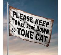 Poster divertenti per dormitorio universitario Keep Toilet Seat Down per tono gatto bandiera dormitorio per ragazzi segno portico (152 x 244 cm)