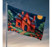 Poster divertenti per dormitorio universitario notte magica al mattone rosso casa bandiera stanza decorazione roba fresca per la tua stanza (152 x 244 cm)