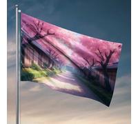 Poster divertenti per dormitorio universitario Sakura alberi in fiore lungo il sentiero bandiere dormitorio per ragazzi cartello portico (152 x 244 cm)