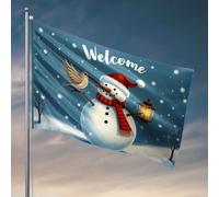 Poster divertenti per dormitorio universitario Un pupazzo di neve che tiene una lanterna con un uccello sul naso. Bandiera divertente da giardino bandiere country boy (30 x 45 cm)