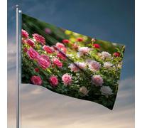 Poster divertenti per dormitorio universitario un vivace giardino pieno di rose in fiore. Bandiera divertente da giardino bandiere country boy (60 x 90 cm)