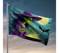 Poster divertenti per dormitorio universitario, una strega produce magia sotto la luna piena. Bandiere per stanza ragazzi, divertenti decorazioni autunnali all'aperto (120 x 180 cm)