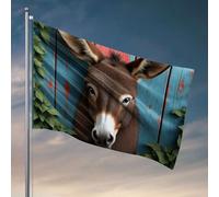 Poster divertenti per dormitorio universitario, volto di un asino con foglie verdi su entrambi i lati. Bandiera accessori per camera da letto bandiere all'aperto (60 x 90 cm)