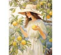 Poster Donna e Limoni nel Frutteto - Arte da parete estiva -...