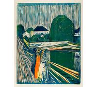 Poster donna xilografia paesaggio nordico arte da parete -...