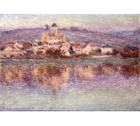 Poster Dreamy French Village Pastel River Wall Art - 16x12/20x16/24x18/36x24