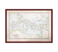 Poster e Stampa con Cornice Classica - Antica Mappa Impero Romano - Roma - ETA' Apostolica (455) - 70x100cm - Design Colorato Rosso