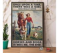 Poster E Stampe, C'Era Una Ragazza Che Amava Davvero I Cavalli E I Cani, Quadro Vintage Su Tela, Decorazione Per La Casa, 50x70 Cm, Senza Cornice