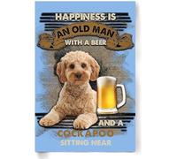 Poster E Stampe Di Cockapoo, Dipinti Decorativi, Quadri Su Tela Vintage, La Felicità È Un Vecchio Con Un Cockapoo Seduto, 40X60 Cm, Senza Cornice