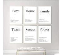 Poster e stampe in bianco e nero con lettere d'amore per la casa, stile nordico, su tela, per la decorazione della stanza (20x30 cm/6 pezzi senza cornice)
