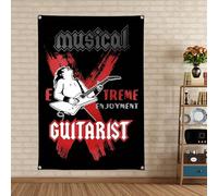 Poster e stampe su tela con chitarra musicale, arazzo per fan del rock, bandiera vintage hard e punk metal da appendere alla parete, per club, bar, pub, caffetterie, decorazione artistica da parete