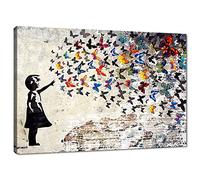 Poster e stampe su tela di Banksy con graffiti di strada, poster e stampe da parete per bambini, immagine di ragazza con immagine di strada, graffiti, opera d'arte moderna incorniciata per la