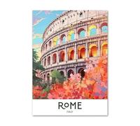 Poster E Stampe Su Tela Di Dipinti Di Paesaggi Di Viaggio Europei Di Città Retrò Colorate Di Roma Galleria Di Immagini Artistiche Da Parete Per L'Arredamento Del Soggiorno 50X70Cm Senza Telaio