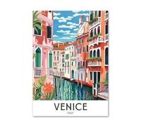 Poster E Stampe Su Tela Di Dipinti Di Paesaggi Di Viaggio Europei Di Città Retrò Colorate Di Venezia Galleria Di Immagini Artistiche Da Parete Per L'Arredamento Del Soggiorno 30X40Cm Senza Telaio