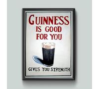 Poster E Stampe Vintage, Birre, Vini E Liquori "Guinness Fa Bene, Ti Dà Forza", Quadro Su Tela Decorativo Da Parete 50x70 Cm Senza Cornice