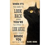 Poster e tela personalizzati con gatto nero, quando è troppo difficile guardarsi indietro, decorazione da parete con nome personalizzato, decorazione per la casa per la mamma, il papà e gli