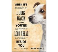 Poster e tela personalizzati con Jack Russell "Quando è troppo difficile guardarsi indietro", decorazione da parete con nome personalizzato, decorazione per la casa per amanti dei cani, mamma