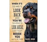 Poster e tela personalizzati con Rottweiler, quando è troppo difficile guardarsi indietro, decorazione da parete con nome personalizzato, decorazione per la casa per amanti dei cani, mamma e
