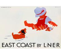 Poster East Coast by LNER Child & Dog Beach Wall Art -...