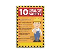 poster Educational Safety Signs Poster - 10 Must-Know Workplace Rules, Professional Canvas Art for Office, Factory, Waiting Room & Staff Area(Unframed,16x24inch(40x60cm))