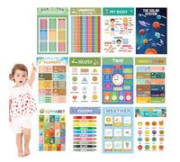 Poster Educativi,Attività Educative Per La Scuola Materna | 12 Pezzi Con Numeri Lettere Orologio Per Scuola Casa Viaggio Ragazzi Ragazze Asilo