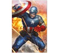 Grupo Erik Marvel Capitan America Under Fire - Poster da Parete 61x91,5cm, Carta Lucida, Incorniciabile, Decorazione Supereroi, GPE5653