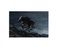 Poster fantasy con immagine del cavaliere oscuro e il cavallo oscuro, arte vintage, tela da parete, decorazione estetica, soggiorno, camera dei bambini, dormitorio, bar, bagno, adatto per camera da
