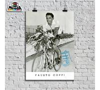 POSTER FAUSTO COPPI CAMPIONISSIMO CICLISMO GIRO D'ITALIA AUTOGRAFO LOCANDINA NEW