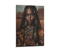 Poster femminile afroamericano donna nera arte della parete afro americano ragazza ritratto donne nere bellezza pittura afrocentrica signora stampa decorazione tela arte della parete per la