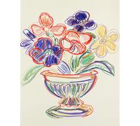 Poster floreale artistico linea colorata - arte floreale da parete -...