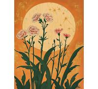 Poster floreale Sole e garofano - Arte della natura celeste -...