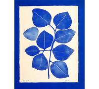 Poster foglia botanica blu - arte da parete natura moderna -...