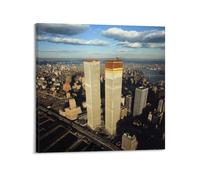 Poster fotografico vintage World Trade Center's Twin Towers 1971, stampa artistica da parete estetica retrò su tela, decorazione per casa e ufficio, 30 x 30 cm, con cornice