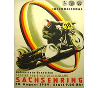 Poster gara motociclistica Sachsenring 1959 - arte tedesca -...