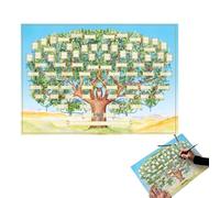 Poster genealogico con albero genealogico ricaricabile, tabella generazioni per scrivere a mano, storia personale di disegno artistico | Grafico di famiglia foto e nomi con struttura chiara, tela
