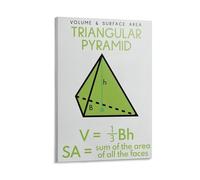 poster Geometry Educational Poster Set, Triangular Pyramid & 3D Shapes Formulas, Volume & Surface Area Chart, Math Classroom Teacher Supplies(Framed,12x18inch(30x45cm))