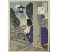 Poster giapponese Ukiyo-e Moonlit Wall Art Contemplation -...