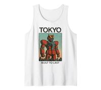 Poster Giapponese Vintage di Tokyo Red Mecha Robot Art Boys Canotta