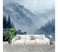 Poster Gigante 300x210 cm Fotomurali In Tnt Murale Lupo Di Montagna Silenzioso Carta Da Parati Moderna Fotomurali 300x210 cm Grigio Carta Da Parati Per Camera Letto, Soggiorno