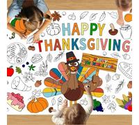 Poster gigante da colorare Happy Thanksgiving da 76 x 183 cm, grande carta da colorare, carta Jumbo C-oloring banner attività essenziali per bambini, ringraziamenti, bomboniere, forniture decorative