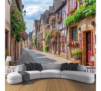 Poster Giganti da Parete Stile Architettura Urbana Fotomurale Carta da Parati seta Arancia Decorazione da Muro,Via Della Casa Di Pietra Fotografica Murale per Camera Letto Sala 300×210cm