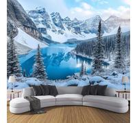 Poster Giganti da Parete Stile Bellezza Naturale Fotomurale Carta da Parati seta Blu-Bianco Decorazione da Muro,Laghi E Montagne Innevate Fotografica Murale per Camera Letto Sala 350×256cm