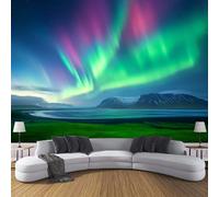 Poster Giganti da Parete Stile Meraviglie Naturali Fotomurale Carta da Parati seta Colorato Decorazione da Muro,Aurora Boreale In Islanda Fotografica Murale per Camera Letto Sala 350×256cm