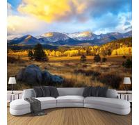 Poster Giganti da Parete Stile Paesaggio Naturale Fotomurale Carta da Parati seta Blu Marrone Decorazione da Muro,Montagne Rocciose Fotografica Murale per Camera Letto Sala 250×175cm