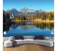 Poster Giganti da Parete Stile Paesaggio Naturale Fotomurale Carta da Parati seta Blu-Verde Decorazione da Muro,Montagne E Lago Fotografica Murale per Camera Letto Sala 150×105cm