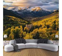 Poster Giganti da Parete Stile Paesaggio Naturale Fotomurale Carta da Parati seta Giallo Decorazione da Muro,Montagne E Foreste Fotografica Murale per Camera Letto Sala 400×280cm