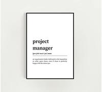Poster in bianco e nero stampato senza cornice 3 (Project Manager Job Occupation Definition Print in bianco e nero Dizionario Stile Poster Minimalista, 297 x 420 mm