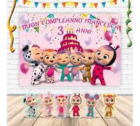 Poster in carta stampata alta risoluzione cm L140 x H100 - CRY BABIES (compatibile) personalizzato + set 6 sagome in polistirolo 15 cm