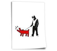Poster in cotone Banksy Keith Haring - Cane che abbaia, Pop Art Modern Street Art, stampa artistica senza cornice, murale - A4, A3, A2, A1, A0, XXL